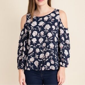 Lucca Couture Floral Cold Shoulder Top Women’s Size Small NWOT